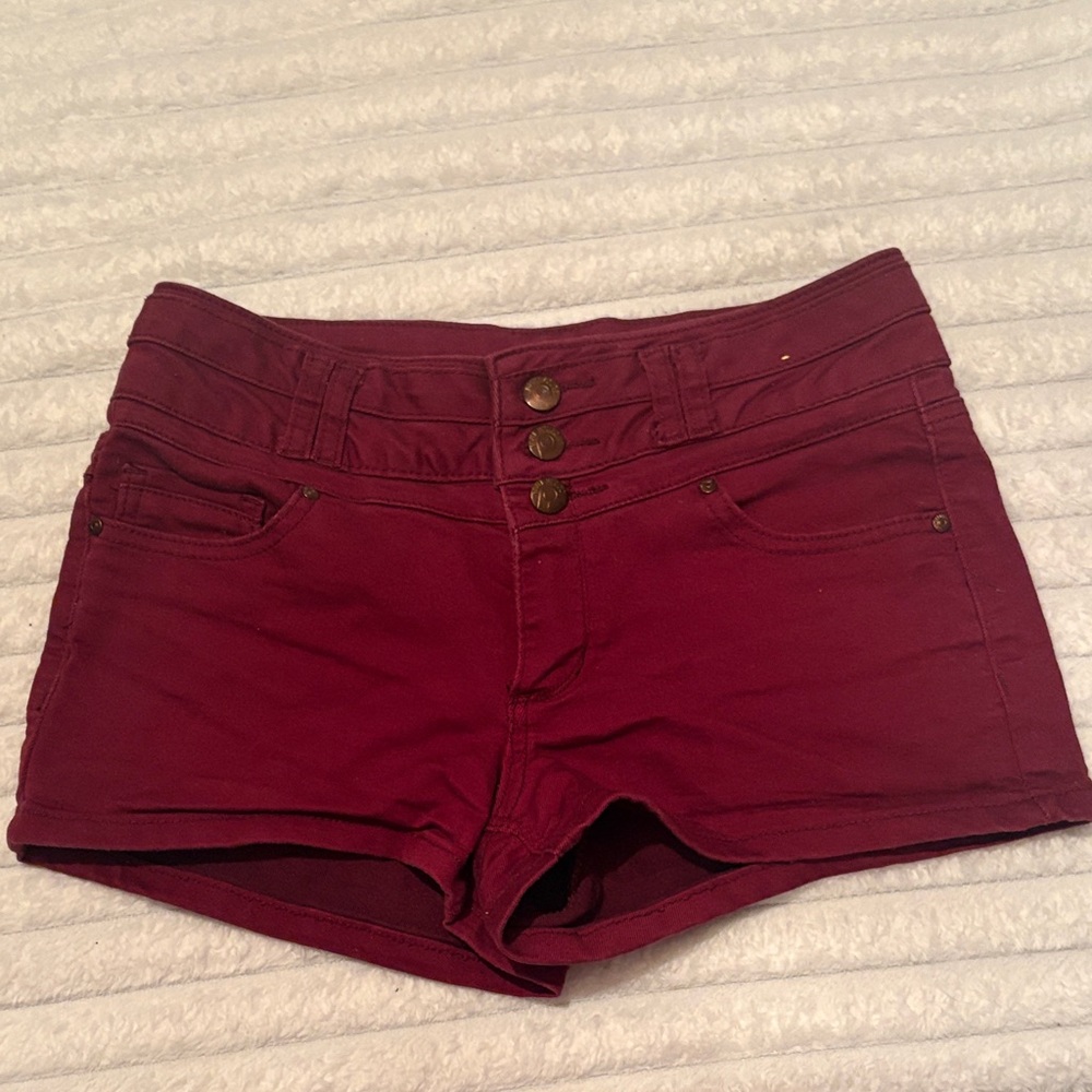 Blue Spice High Waist Burgundy Shorts
